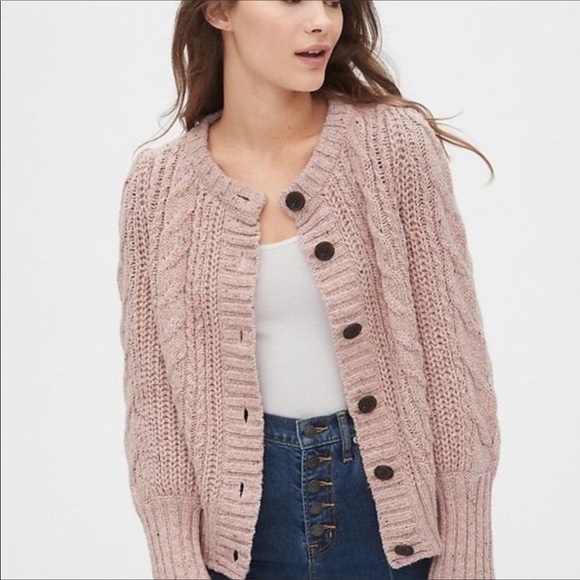 chunky knit balloon sleeve cardigan